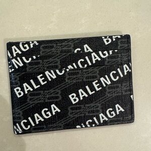 Balenciaga Black and White Logo Card Holder
